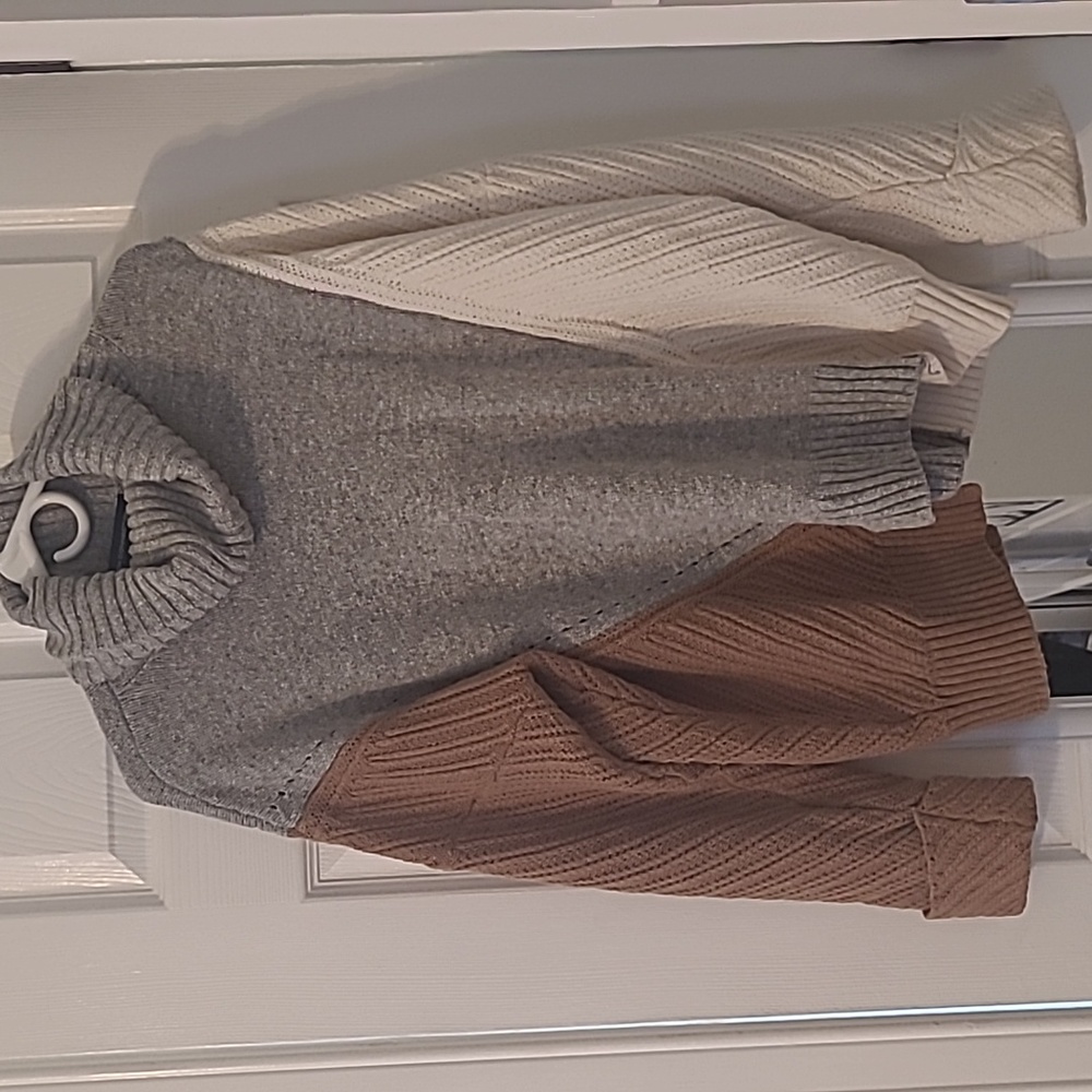 French Connection Color Block Asymmetrical Hem Sweater